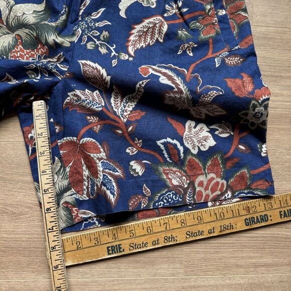 Vintage 90s Rafaella Blue/Red Tropical Floral High Rise Linen Blend Shorts Sz 10 - Picture 5 of 8